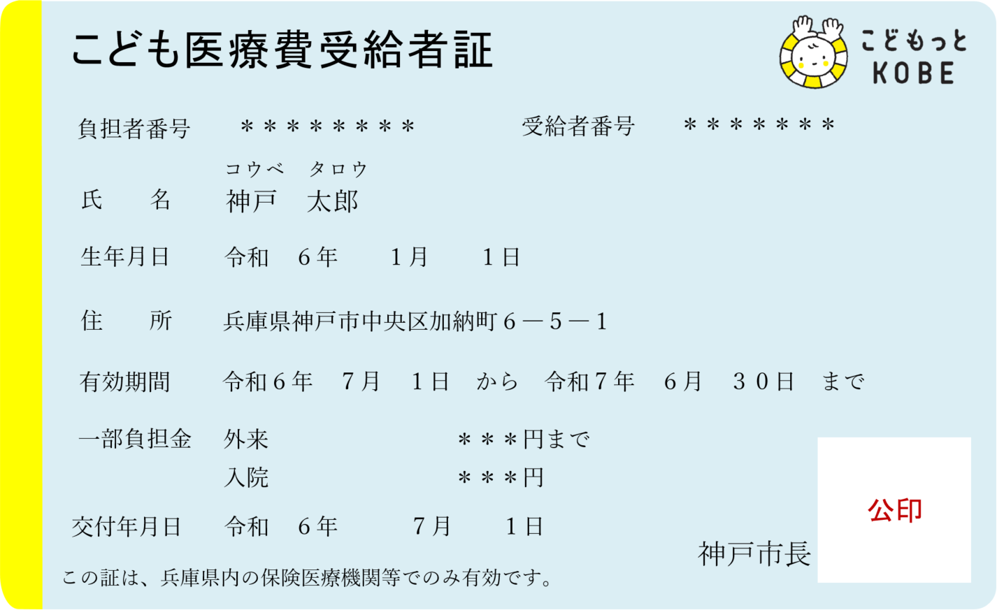 カードサイズのこども医療費受給者証